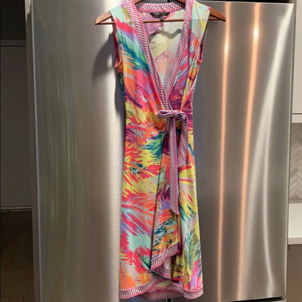 Adorable tropical print wrap dress